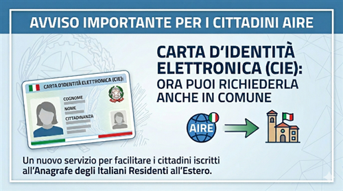 Nuove disposizioni per il rilascio della Carta dIdentità Elettronica (CIE) ai cittadini iscritti allAIRE